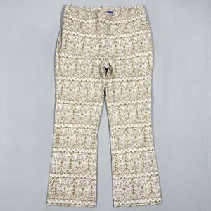 J McLaughlin Pants Women 10 Floral Wallpaper Print Crop Flare Bohemian Luxury